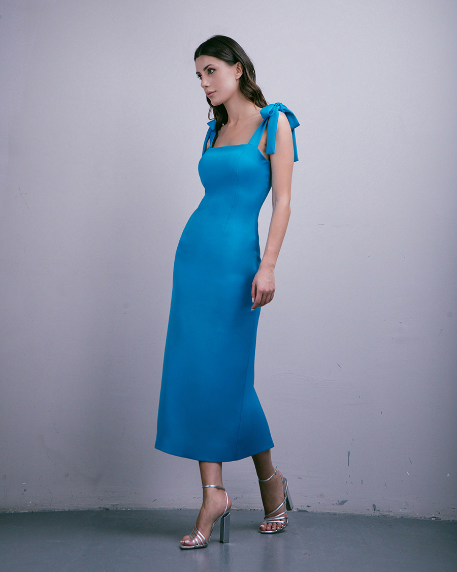 sky blue midi dress