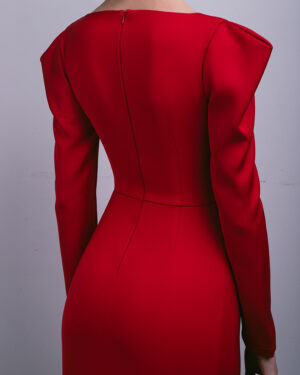 red midi dress