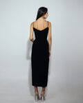 Black midi front slit dress