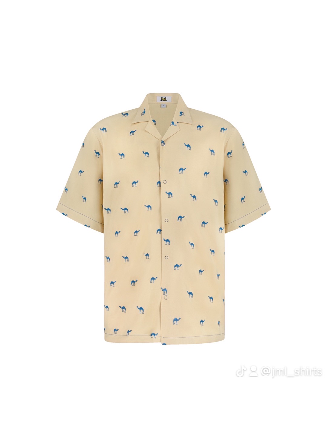 Beige shirt with blue camel embroidery